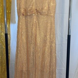 Elegant Gold Sequin Evening Dress